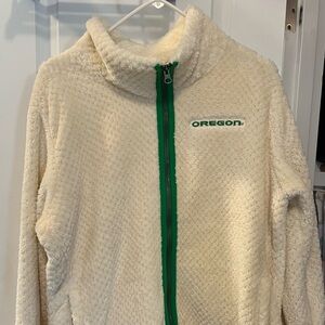 Columbia Oregon Ducks zip up cream fuzzy jacket